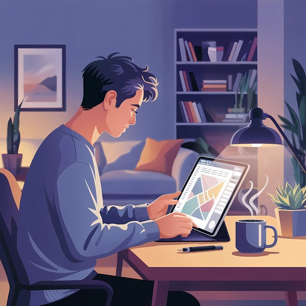 creative workspace tablet drawing