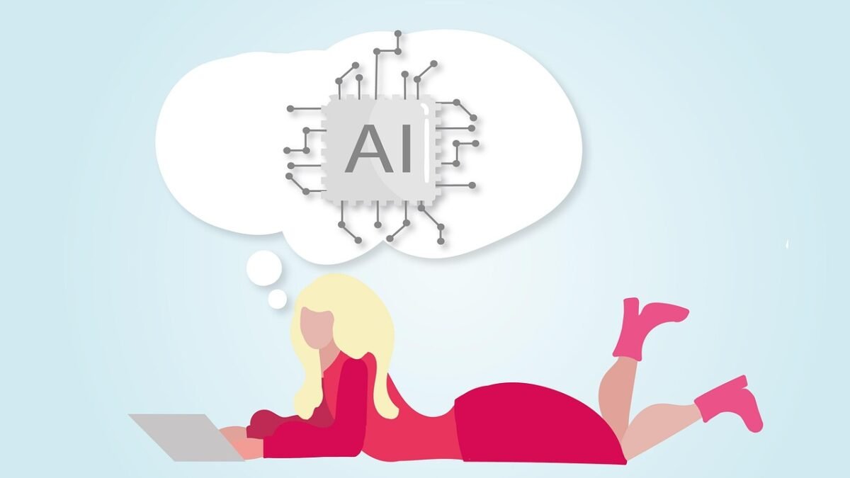 woman using laptop chatbot conversation